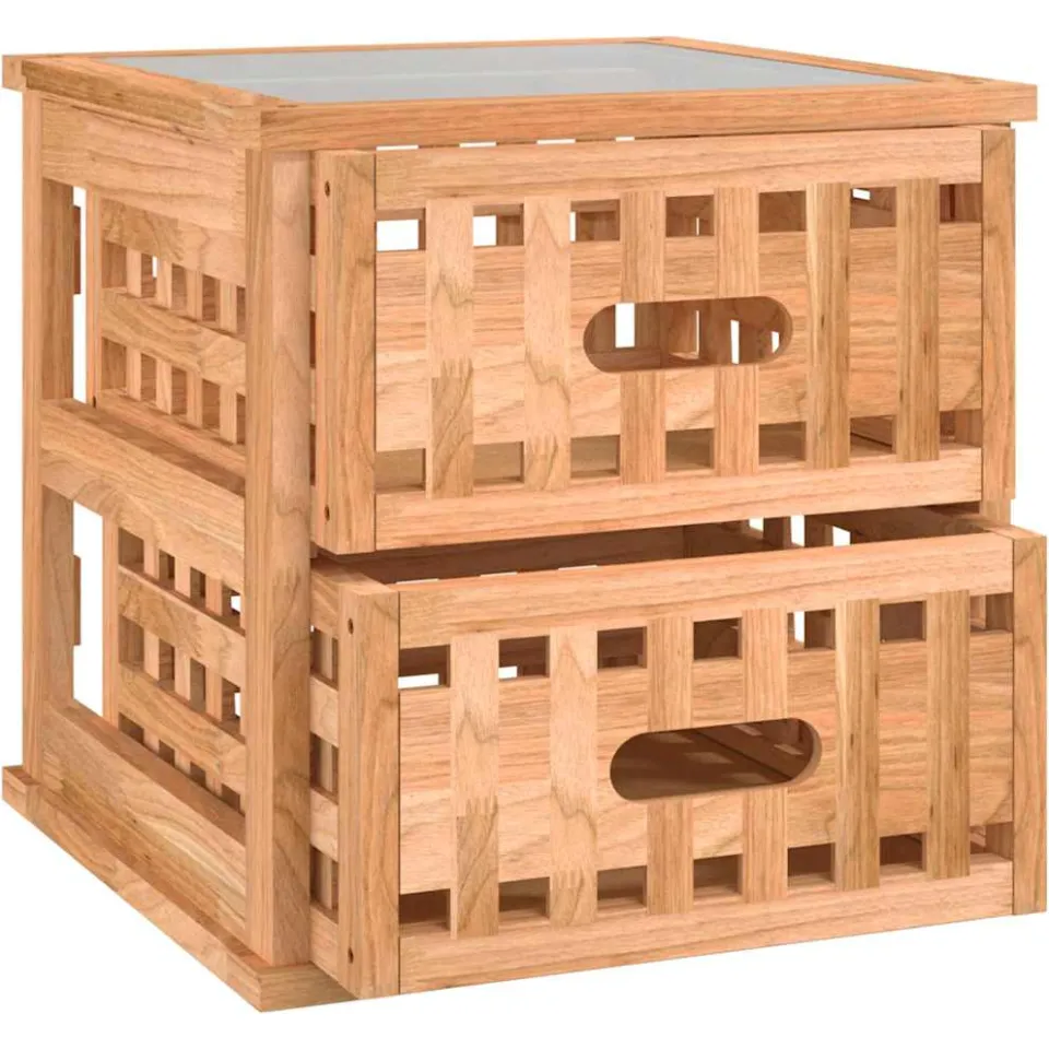 vidaXL Nachtkastje 34x34x34 cm massief walnotenhout bruin, foto 3