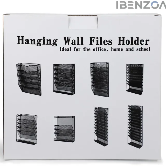 Ibenzoa Tijdschriftenrek - Wandmontage - 4 Vakken - Metaal - Zwart