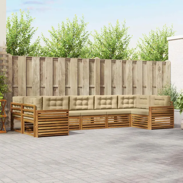 vidaXL Buiten bankenset 7 st 7-zits Natuurlijk en Beige