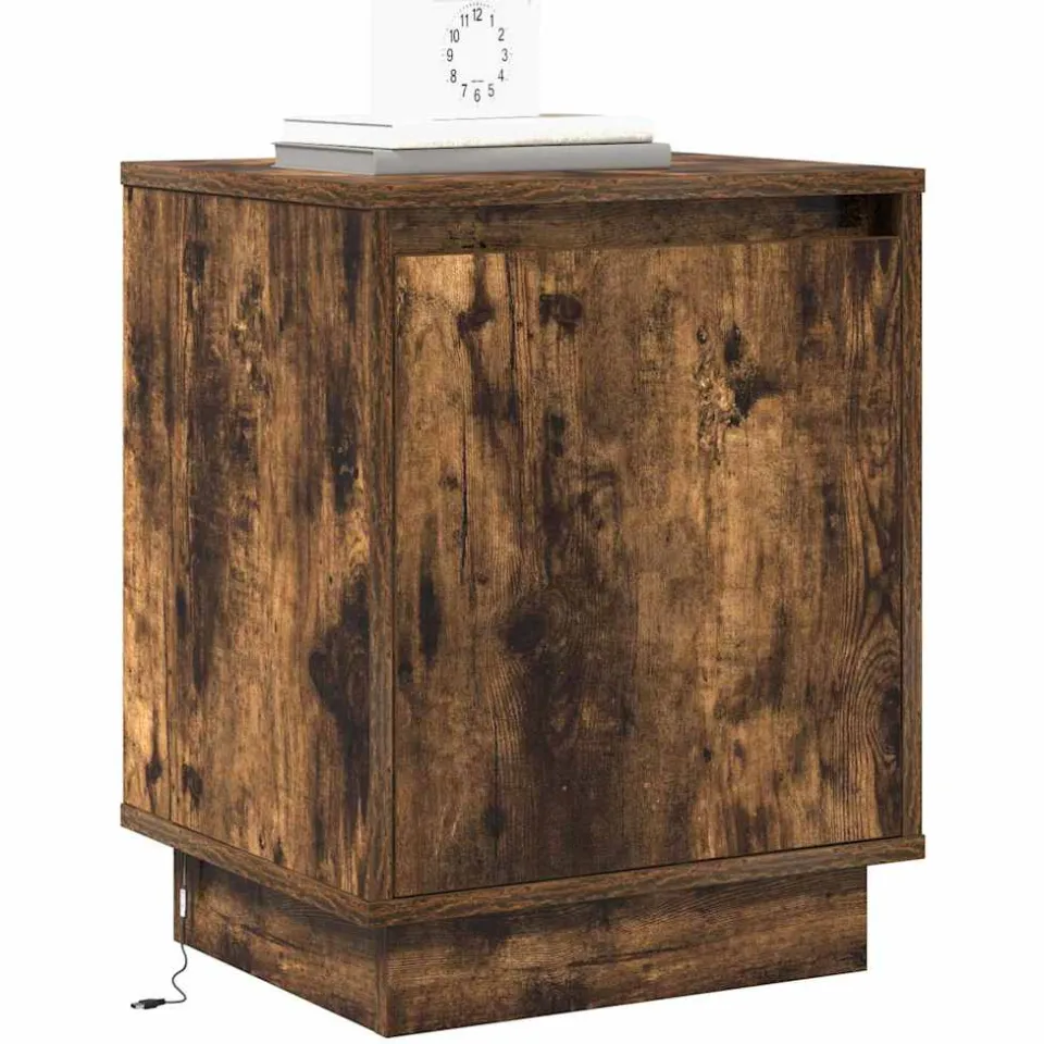 vidaXL Nachtkastje 2 st Gerookt eiken 39 x 34,5 x 50 cm Bewerkt hout