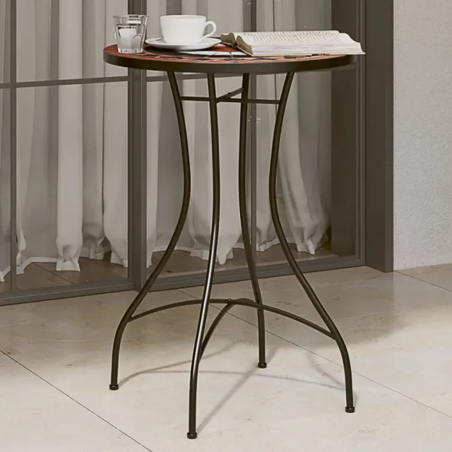 vidaXL Bistrotafel mozaïek Ø50x70 cm keramiek terracottakleurig en zwart