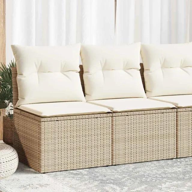 vidaXL 2-delige Loungeset met kussens poly rattan acacia beige, foto 2