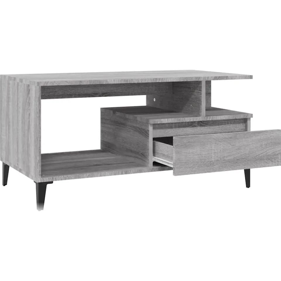 vidaXL Salontafel 90x49x45 cm bewerkt hout grijs sonoma, foto 4
