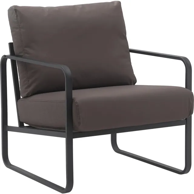 CLP Manea Fauteuil - Lounger - Met armleuning - Design - Met stevig metalen frame - Gestoffeerde club fauteuil bruin Kunstleer