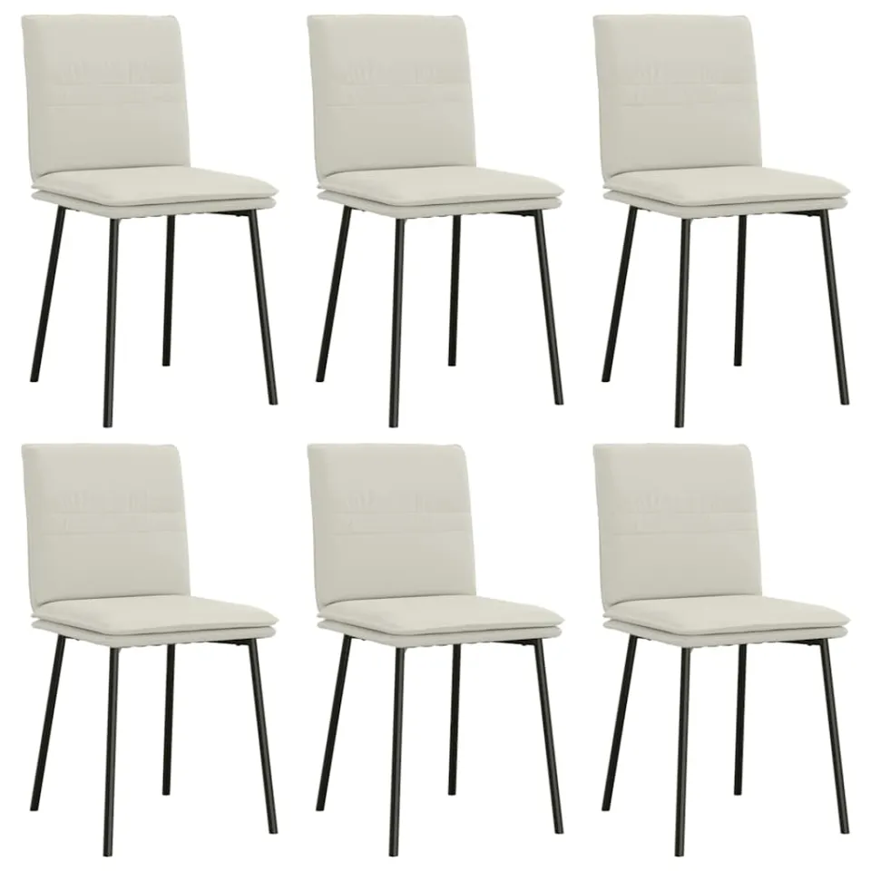 vidaXL Eetkamerstoelen 6 st fluweel crèmekleurig, foto 3