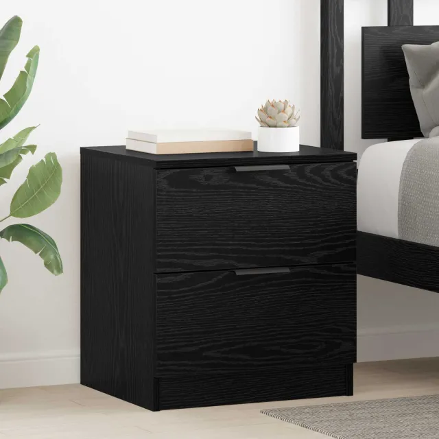 vidaXL Nachtkastje 2 st Zwart Eiken 45 x 39 x 50cm Bewerkt hout, foto 2