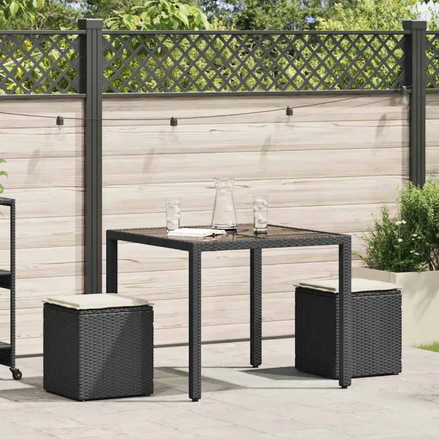 vidaXL Tuinkrukken met kussens 2 st 40x40x43 cm poly rattan zwart, foto 2
