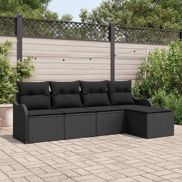 vidaXL Tuin Sofa Set 5 st Zwart poly rattan