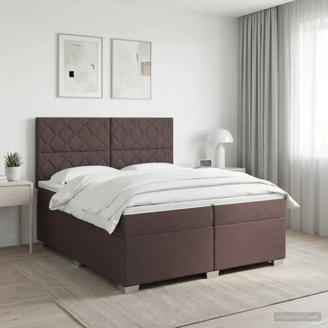 vidaXL Boxspringbed met matras Donkerbruin 200 x 200 cm Stof