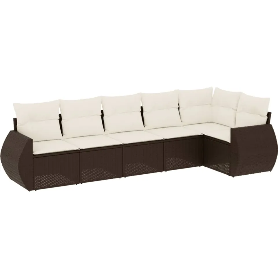vidaXL 6-delige Loungeset met kussens poly rattan bruin, foto 3