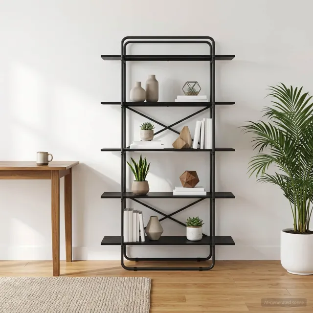 vidaXL Boekenrek 5-laags 100 x 35 x 175,5 cm Bewerkt hout Zwart eiken, foto 2