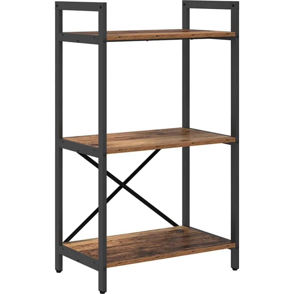 vidaXL Boekenkast 3-laags 56 x 34 x 96 cm Bewerkt hout Oud Hout bruin, foto 3