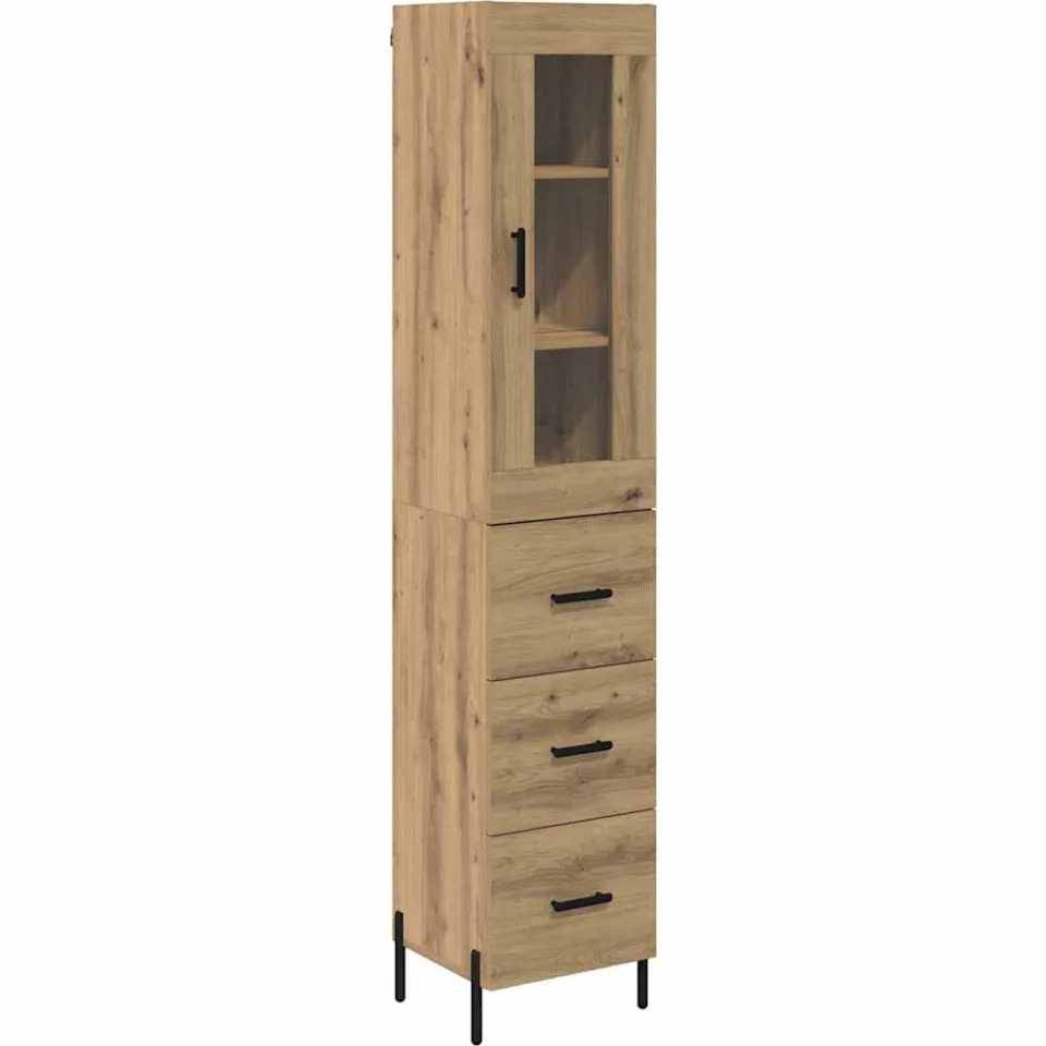 vidaXL Highboard Artisan Eiken 34,5 x 34 x 180 cm Bewerkt hout, foto 3