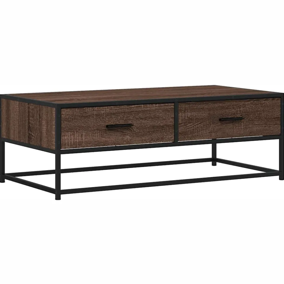 vidaXL Salontafel 100x50x35 cm bewerkt hout en metaal bruin eikenkleur, foto 4