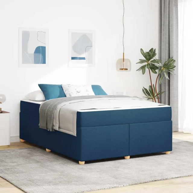 vidaXL Bedframe met matras Blauw 140 x 200 cm Stof