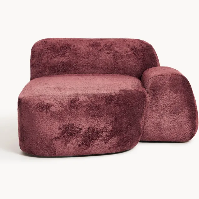 Westwing Collection Teddy bouclé chaise-hoekmodule Wolke wijnrood