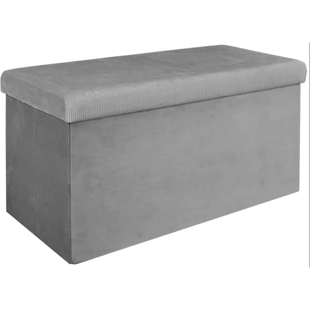 HOME DECO FACTORY Home Deco - Poef/hocker Velvet - opvouwbaar - grijs - polyester/MDF - 76 x 38 cm