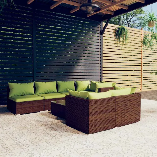 vidaXL 8-delige Loungeset met kussens poly rattan bruin, foto 2