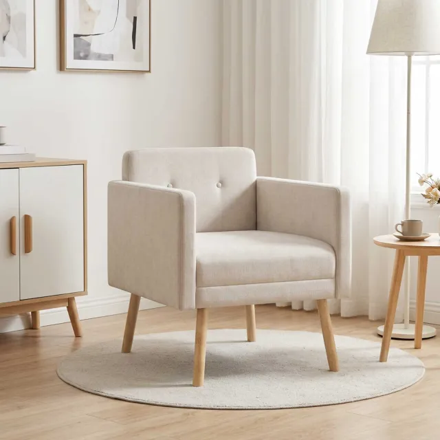 vidaXL Accentstoel Crèmekleurig Chenille Stof