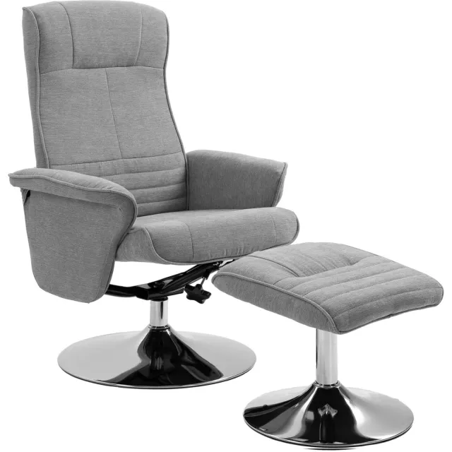 Homcom Relaxfauteuil met voetenbank - Polyesterstof - 69x71x104cm - Grijs
