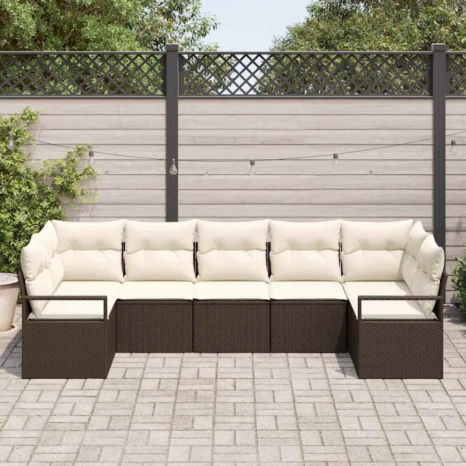 vidaXL Bankstel 7 st Bruin poly rattan, foto 3