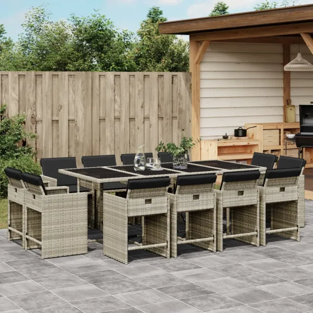 vidaXL 13-delige Tuinset met kussens poly rattan lichtgrijs grijs, foto 2