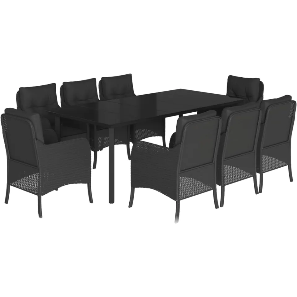 vidaXL 9-delige Tuinset poly rattan zwart, foto 3