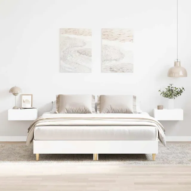 vidaXL Bedframe zonder matras 140x200 cm spaanplaat wit