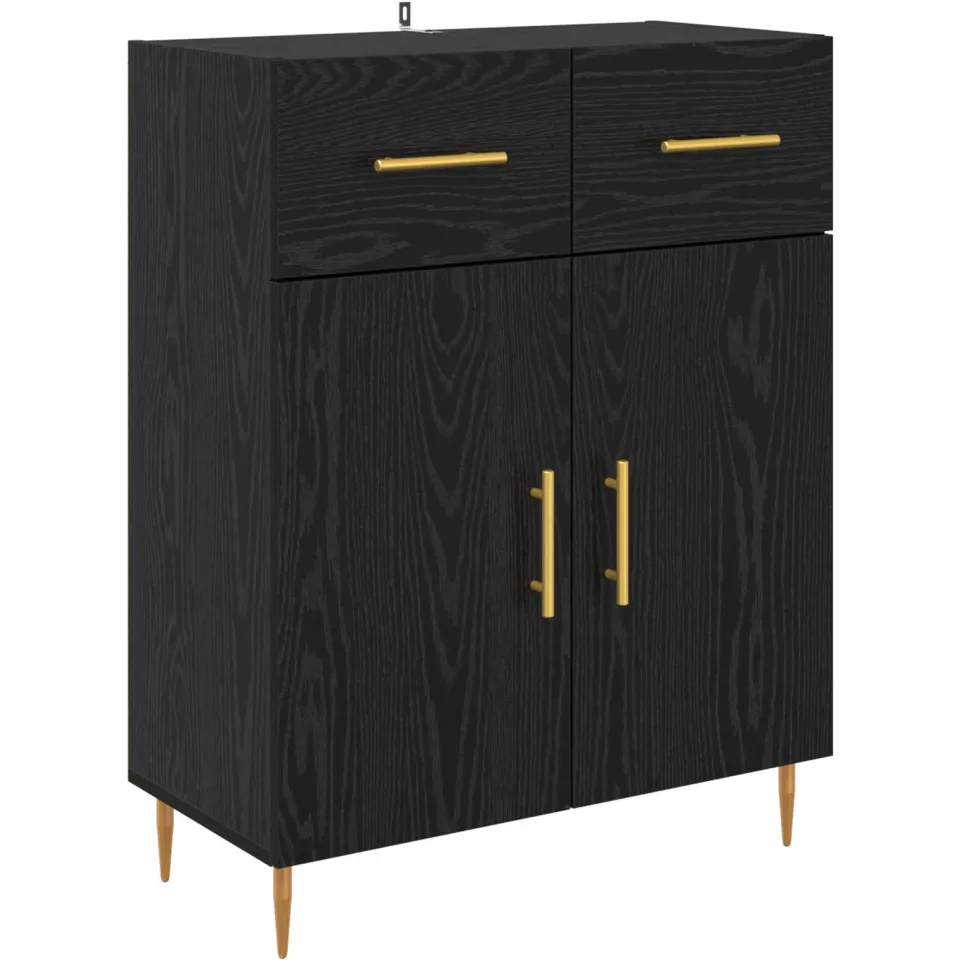 vidaXL Dressoir Zwart Eiken 69,5 x 34 x 90 cm Bewerkt hout