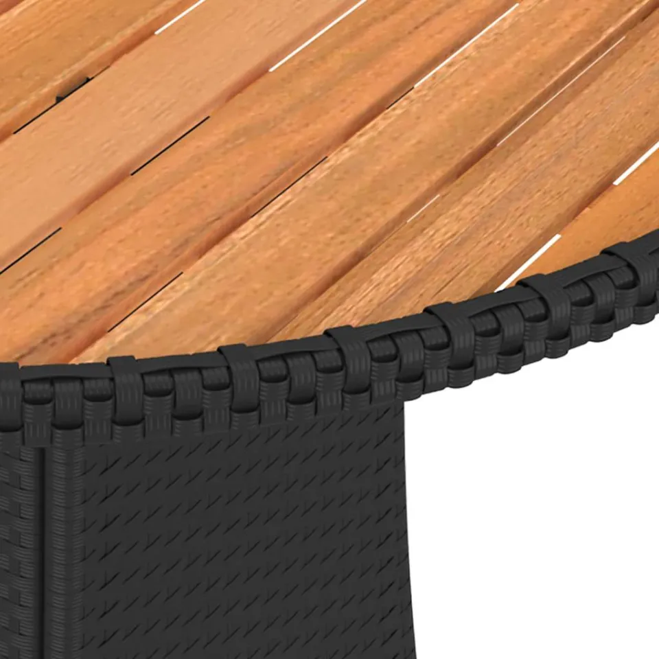 vidaXL Tuintafel Ø70 cm poly rattan en massief acaciahout zwart, foto 4