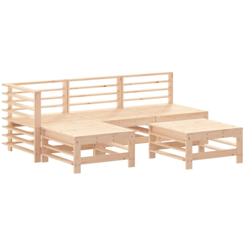 vidaXL 5-delige Loungeset massief grenenhout Bruin