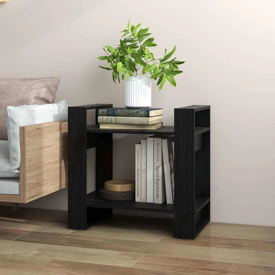 vidaXL Boekenkast/kamerscherm 60x35x57 cm massief grenenhout zwart, foto 3