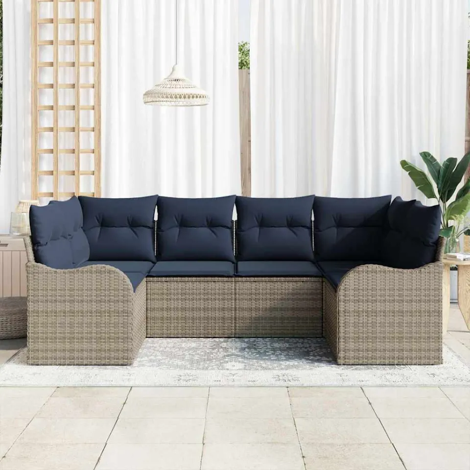 vidaXL Bankstel 6 st Grijs [Synthetisch]: Poly Rattan, foto 3