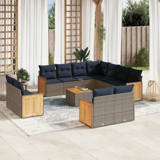 vidaXL 12-delige tuinbankset met kussens, grijs polyrotan, foto 2