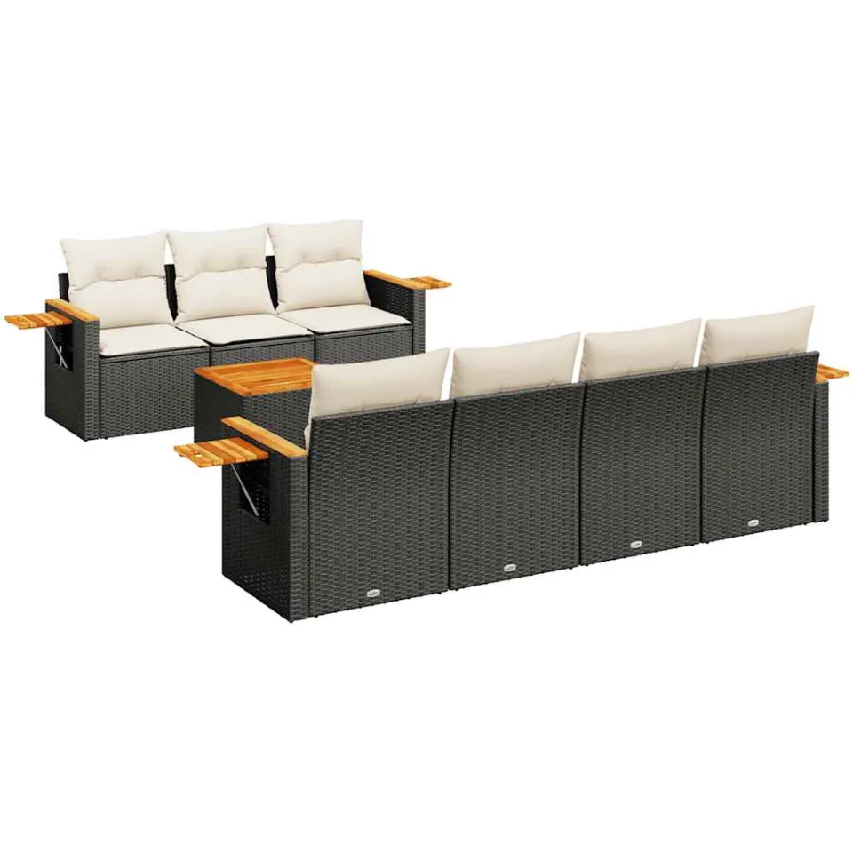 vidaXL 8-delige Loungeset met kussens poly rattan zwart, foto 3