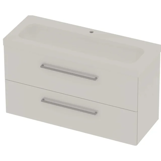 Basic-Line Moby 46 Badmeubelset Polystone 1 Kraangat Voor Grepen 120x46x66 cm Ice White Glans Wit
