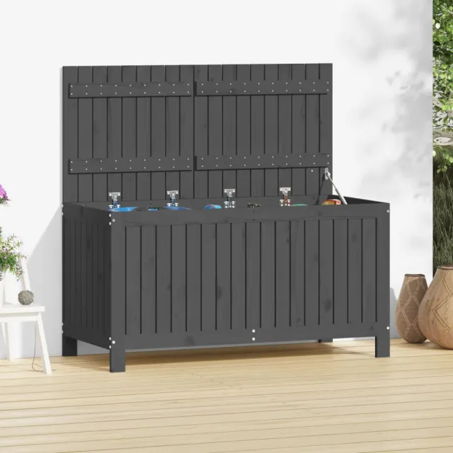 vidaXL Tuinbox 121x55x64 cm massief grenenhout grijs, foto 2