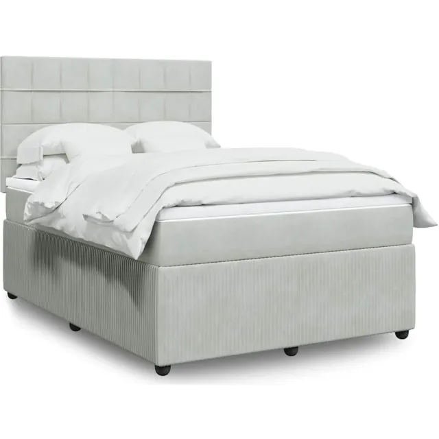 vidaXL Boxspring met matras fluweel lichtgrijs 140x190 cm grijs