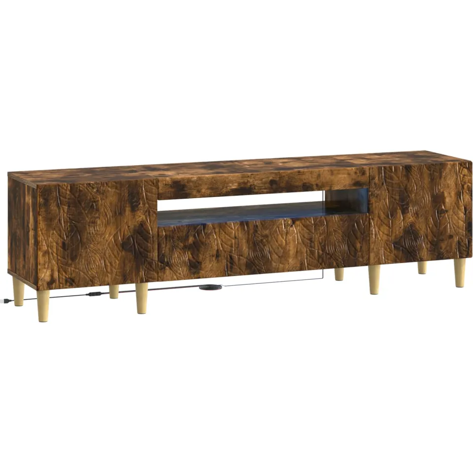 vidaXL LED tv-meubel DELFT 153 x 35 x 43 cm Gerookt eiken Bewerkt hout Bruin