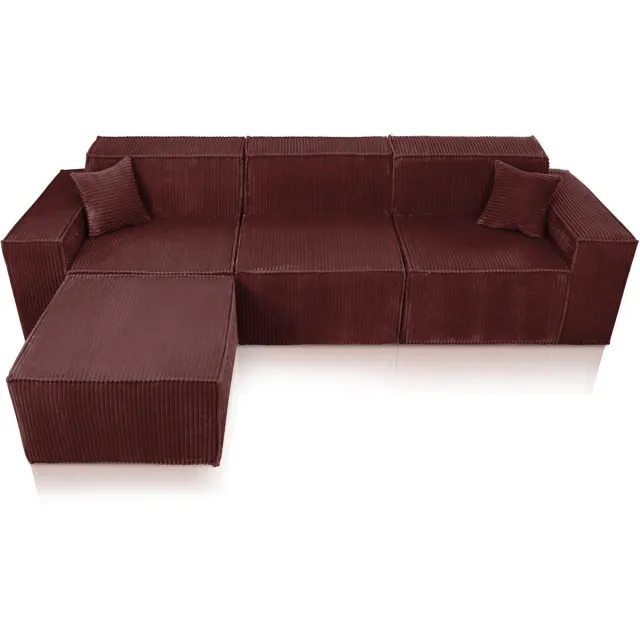 Popsofa Beat Hoekbank Ribstof Koper