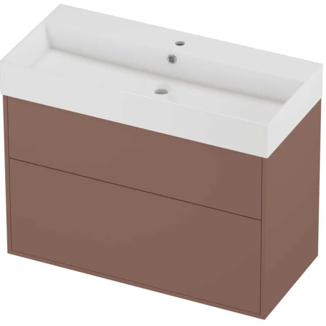 Proline Zara Badmeubelset Porselein Loft 1 Kraangat 100x46x78 cm Glans Wit Beauty Blush Rosé Goud