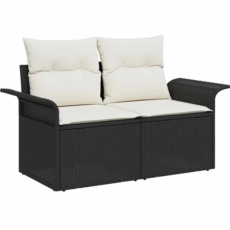 vidaXL Tuinbankenset 8 st Zwart poly rattan, foto 4