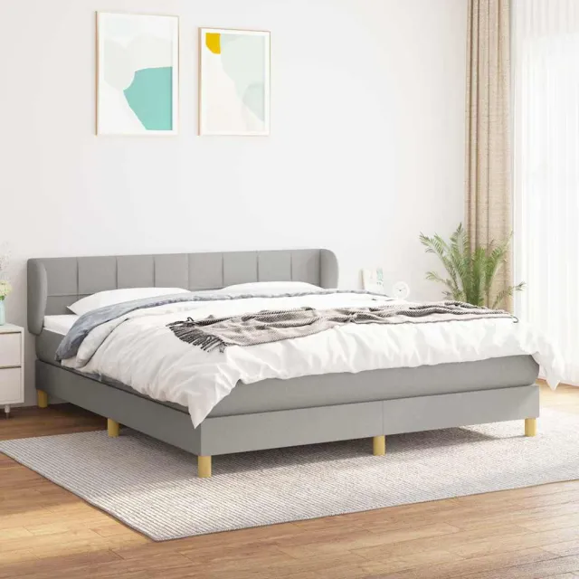 vidaXL Boxspring met matras stof lichtgrijs 160x200 cm grijs