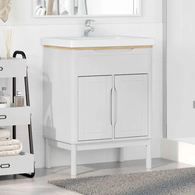vidaXL Badkamerkast FLORO Wit 60 x 40 x 80 cm Massief grenenhout