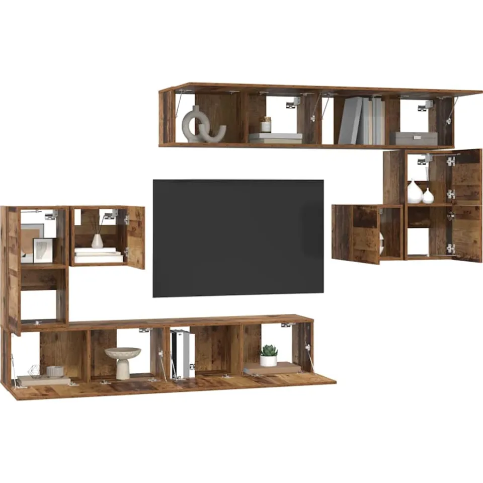 vidaXL TV Eenheden 4 st 80 x 30 x 30 cm Oud Hout bruin