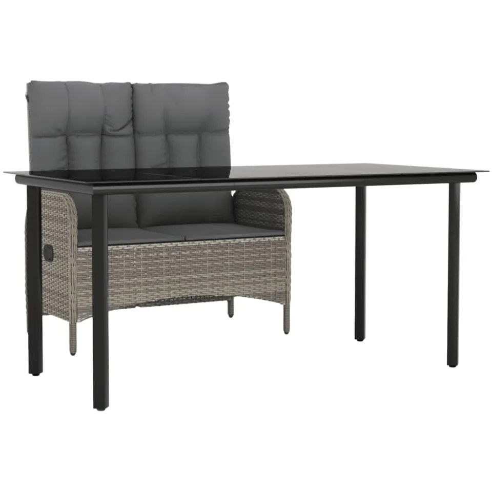 vidaXL 2-delige Tuinset met kussens poly rattan grijs, foto 3