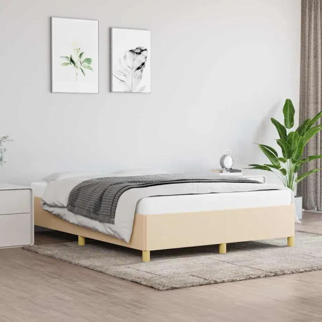 vidaXL Bedframe zonder matras stof crèmekleurig 140x190 cm