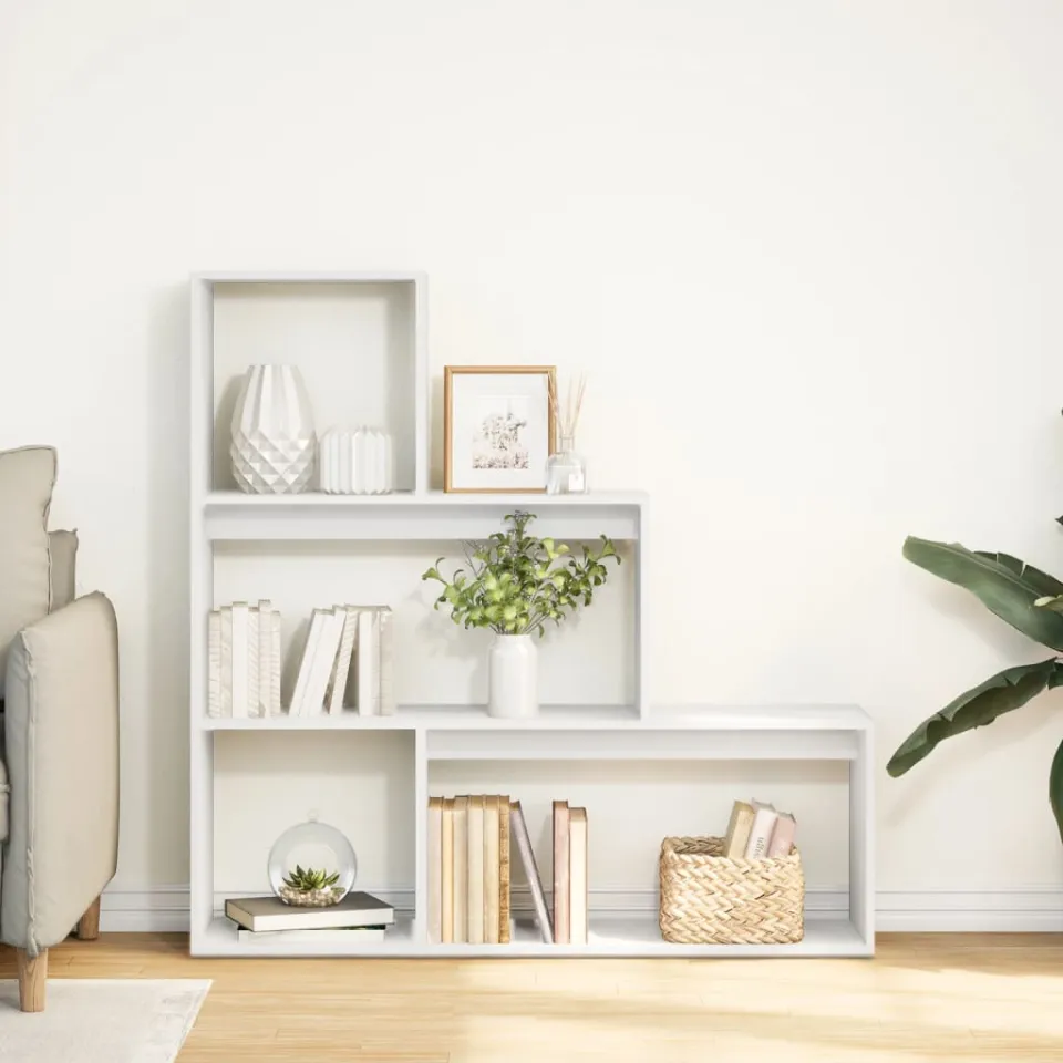 vidaXL Kamerscherm / boekenkast 3-laags 123x29x123 cm bewerkt hout wit, foto 3