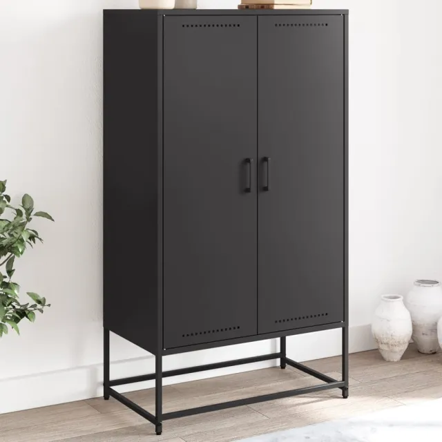 vidaXL Hoge kast 68,5x38,5x123,5 cm staal zwart