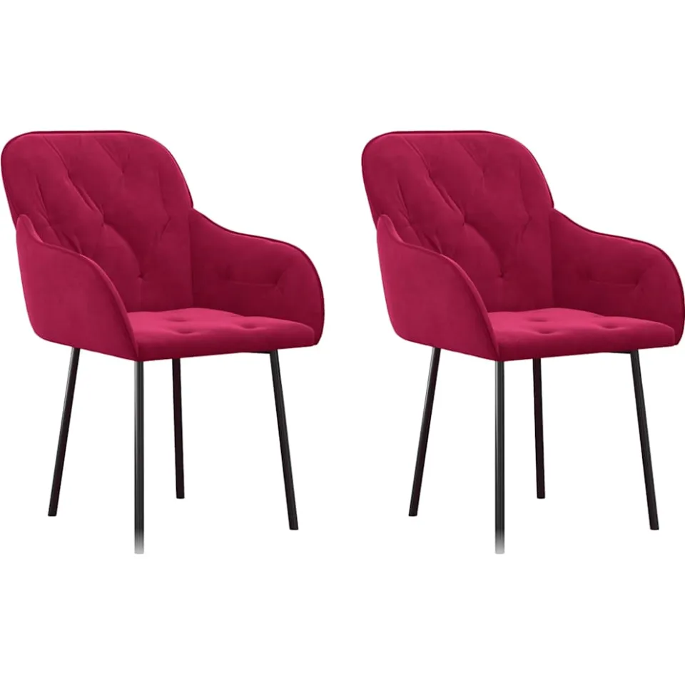 vidaXL Eetkamerstoelen 2 st fluweel wijnrood, foto 3